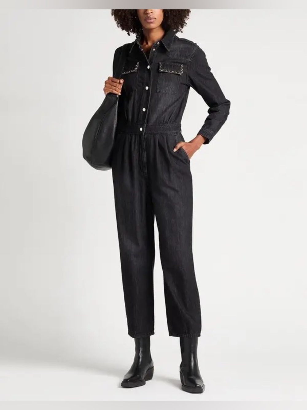 Liu Jo Black Long-Sleeve Utility Jumpsuit. NWOT